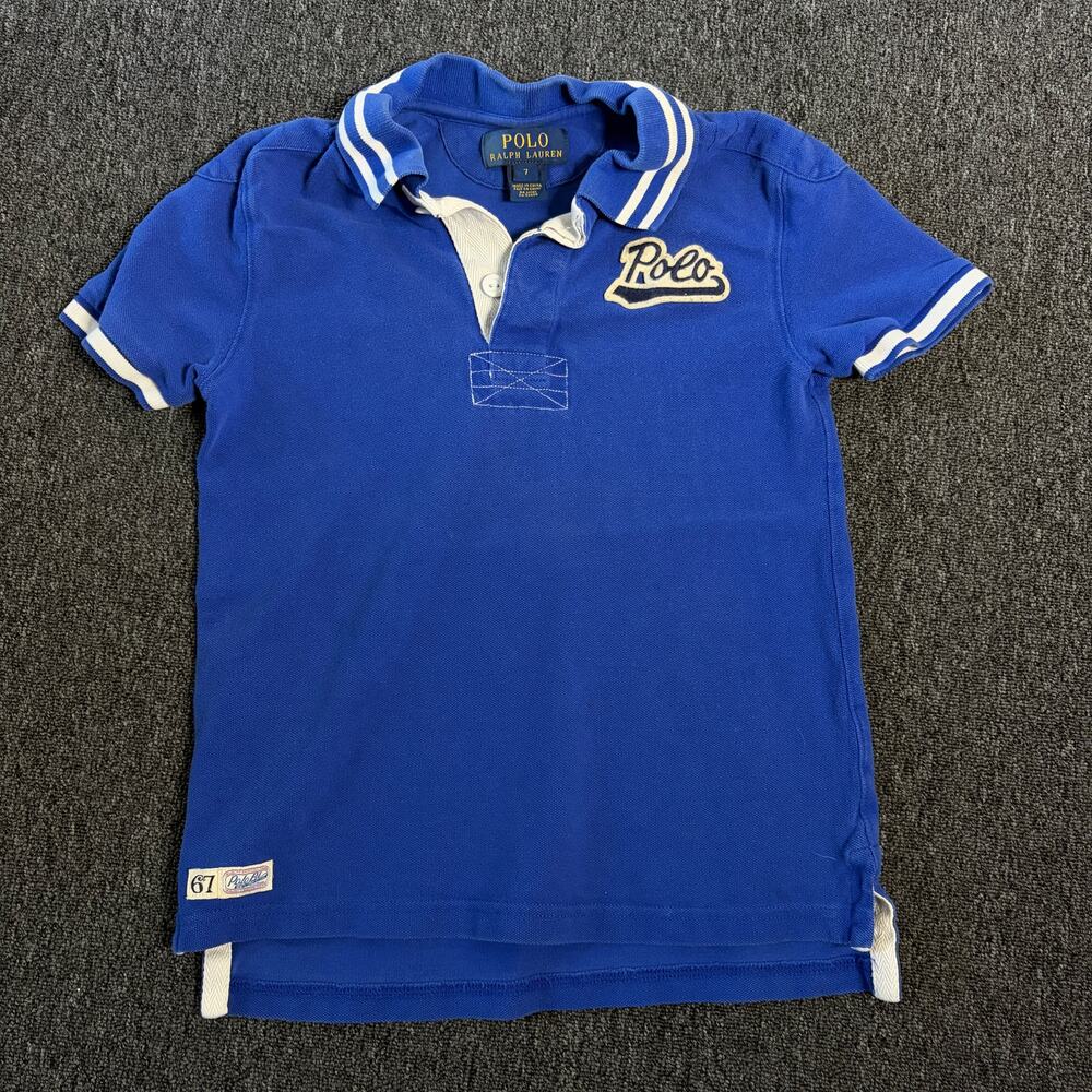 Vintage Polo Ralph Lauren Big Pony Spellout Embroidered Polo Youth 7